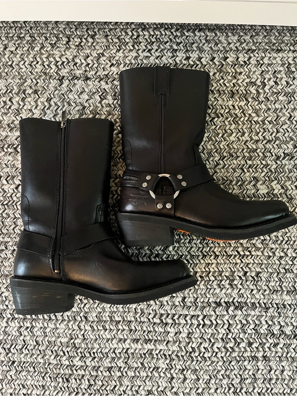 Harley-Davidson Hustin Waterproof Harness Boots Women’s 8.5 Black Leather Moto
